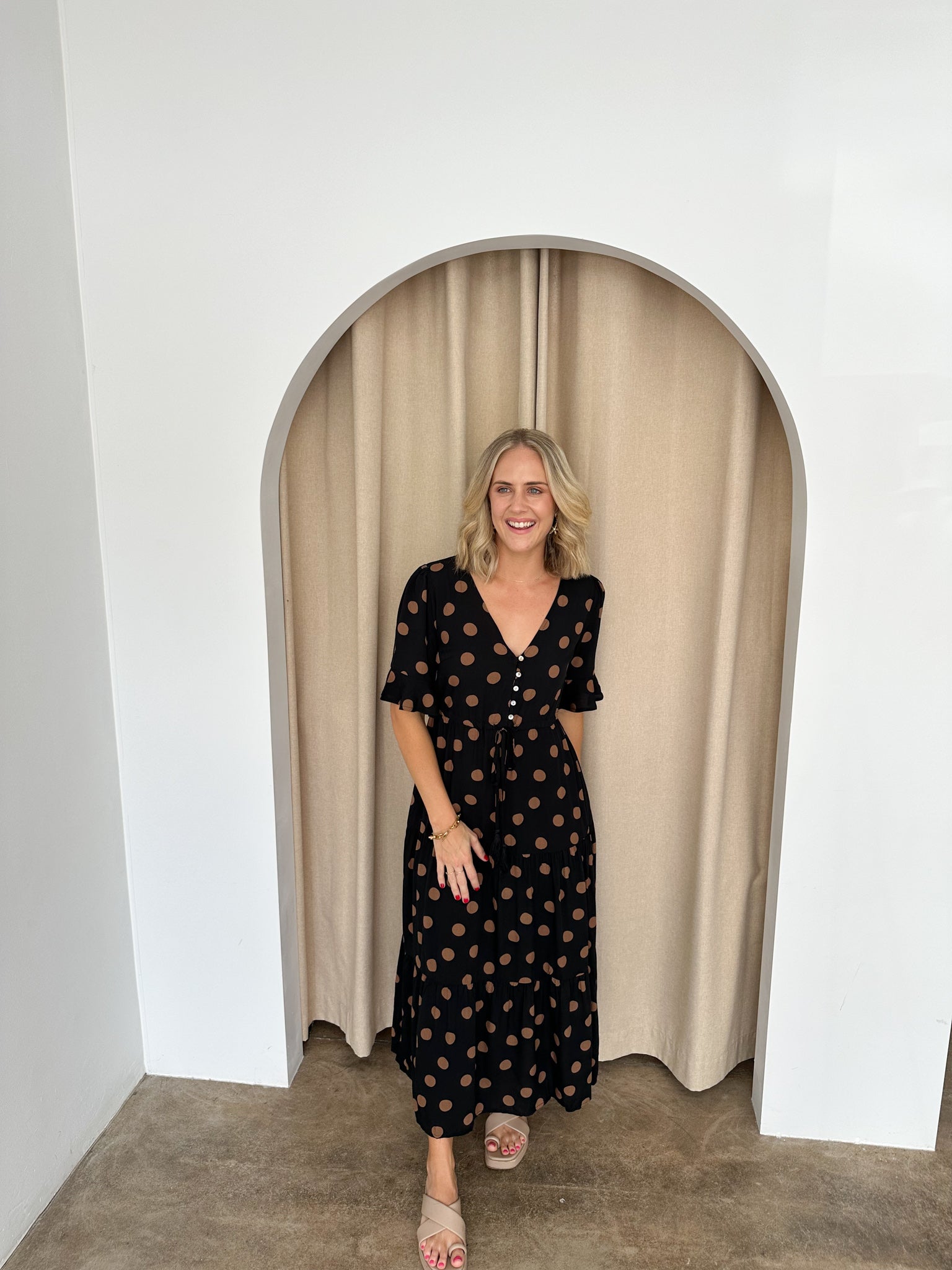 Presley Dress -Black/Tan – Her Top Shop