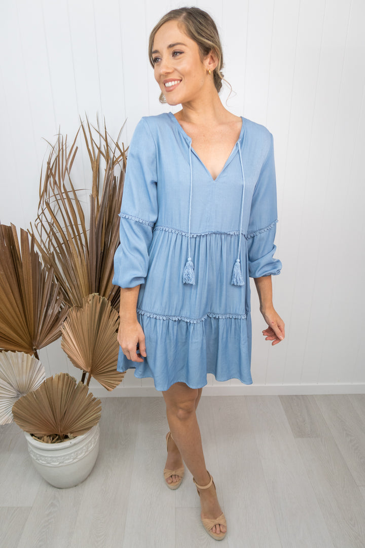 Elsie Dress -Blue denim – Her Top Shop