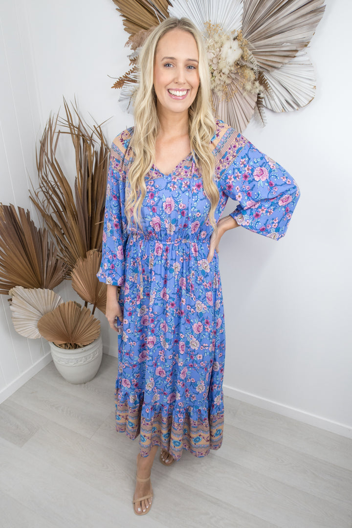 darsy maxi dress blue multi Darcy Maxi Dress -Blue – Her Top Shop